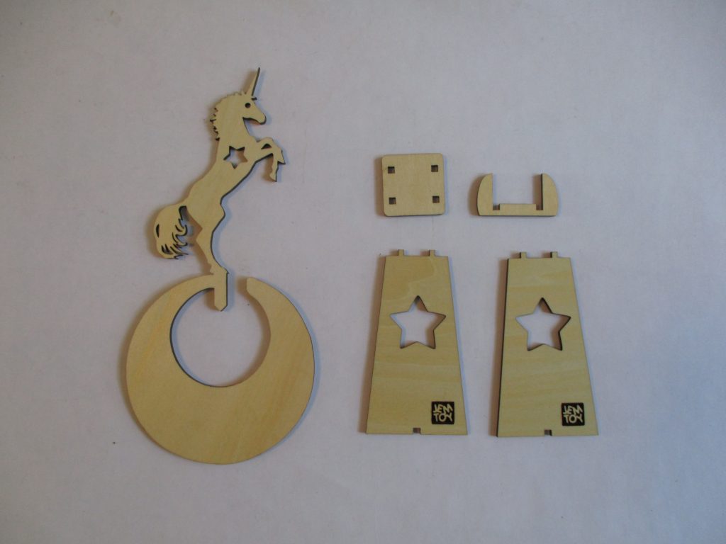 Laser cut parts of Dancing Unicorn