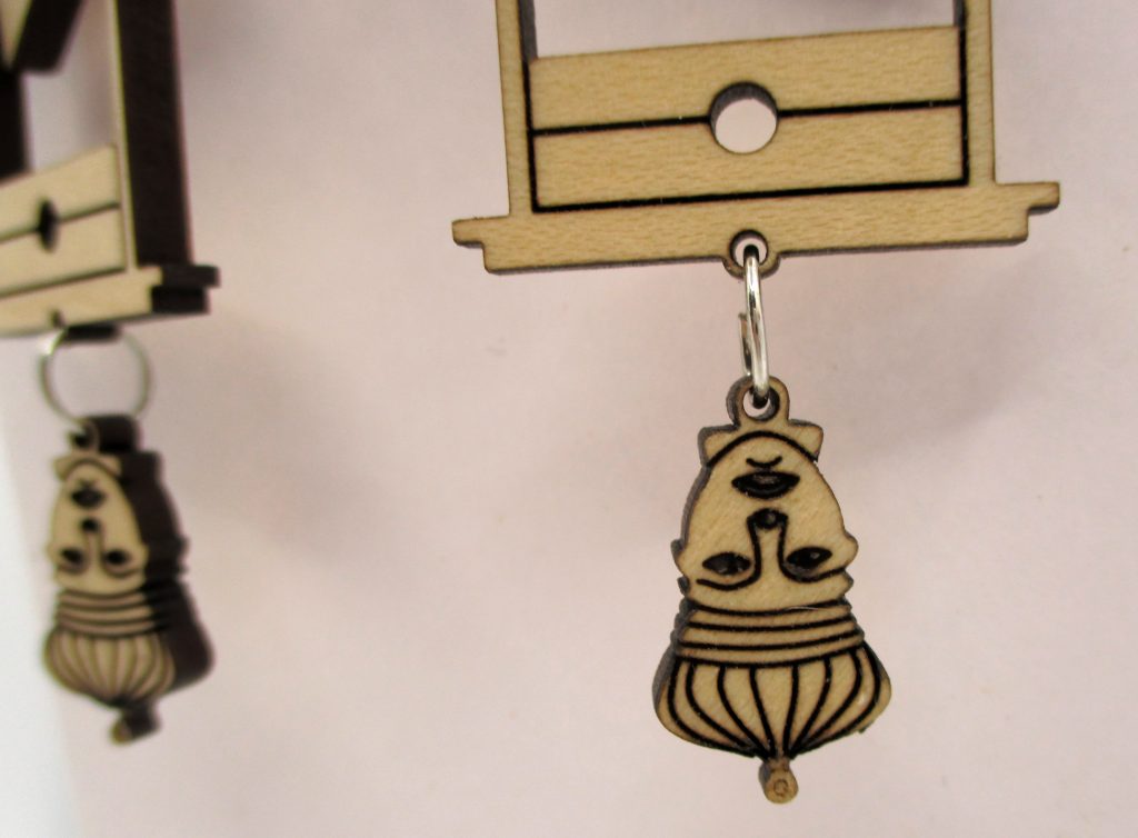 Guillotine Earrings  Featuring the Heads of Louis 16th and Marie